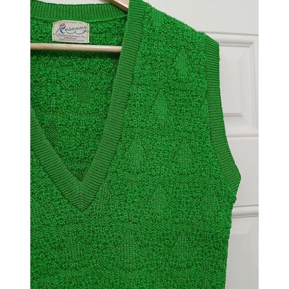 Vintage 70's Rosanna womens large 100% dupont nylon kelly green knit vest - Picture 6 of 6